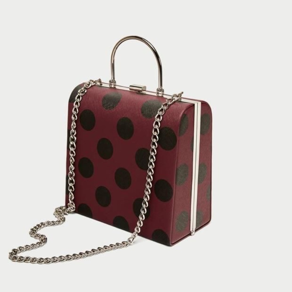 Zara maroon polka dot purse.